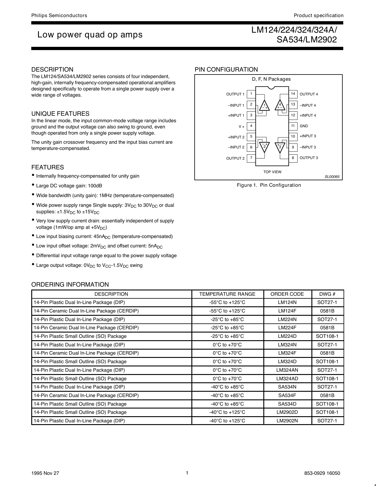 LM124 datasheet page 1